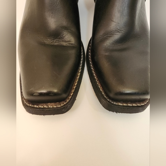 FRYE VINTAGE BLACK 77700 LASER FLORAL STUDDED HARNESS BIKER MOTO BOOT WMS SZ 8D - Picture 6 of 16